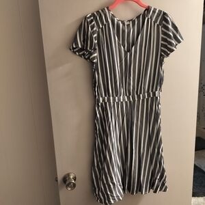 Striped Gray Midi Dress